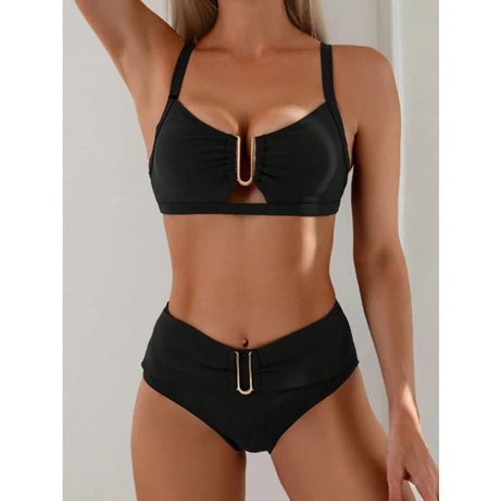 Two Pieces High Waist Backless Swimwear Women Bumr