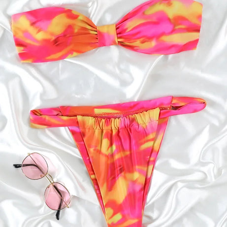 Print Beachwear Low Waist Bikini Set Bumr