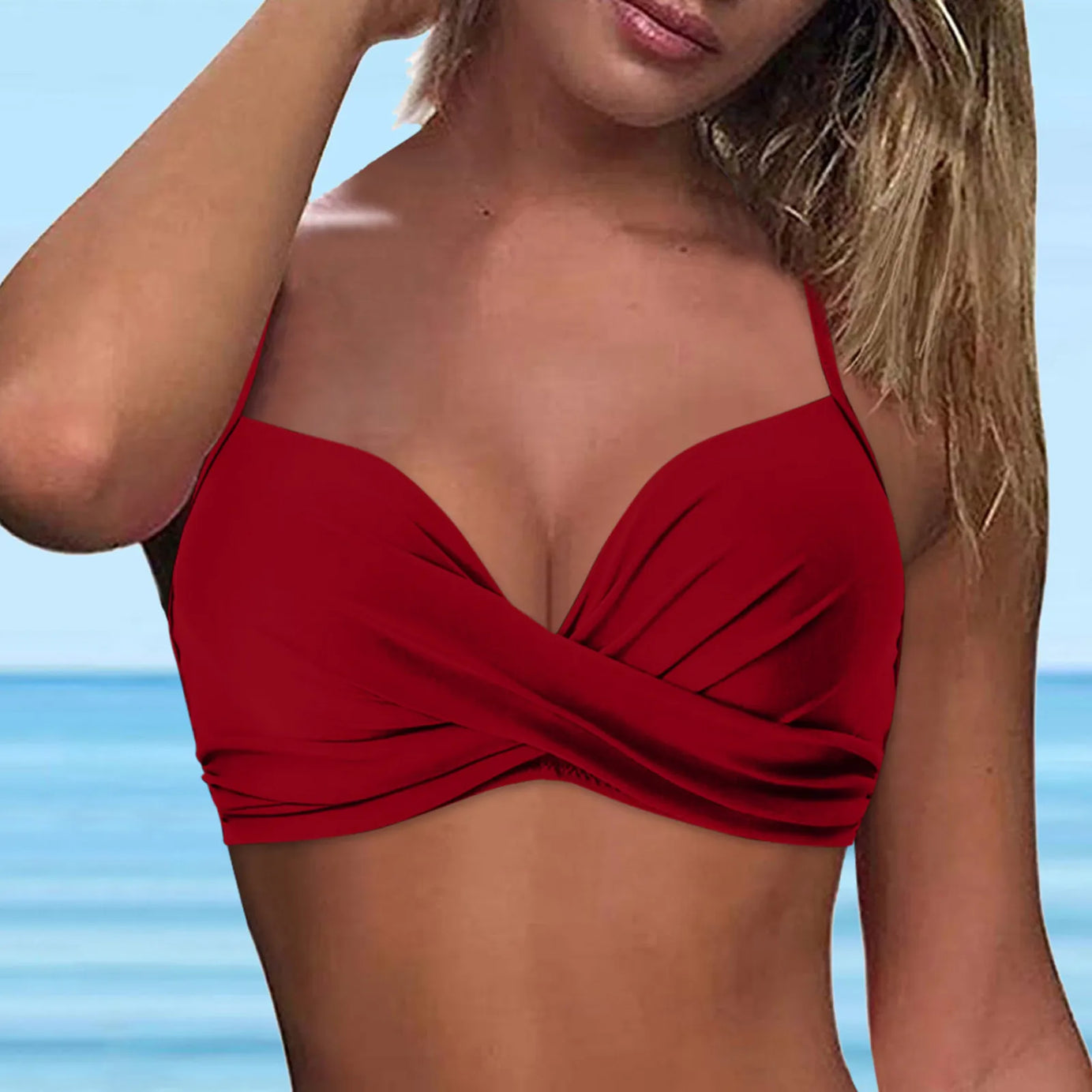 Lace Up Swimwear Tops Underwire Full Coverage Bikini Bumr