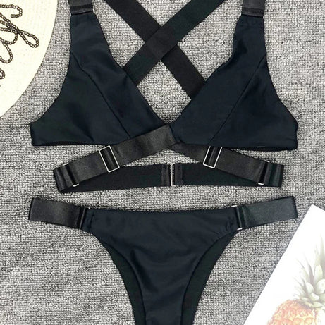 Sexy Adjust Buckle Bandage Velvet Bikini Bumr